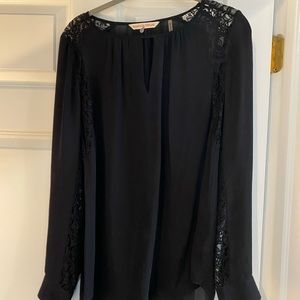 Black Silk Rebecca Taylor Blouse with Lace